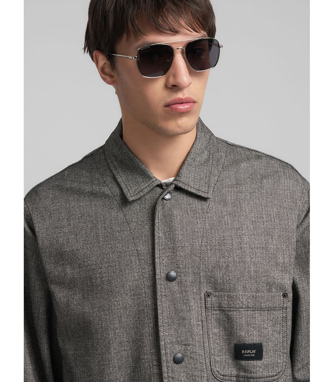 ヘリンボーン オーバーシャツジャケット 詳細画像 ブラック/ホワイト 5